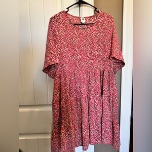 FLAWLESS Red Floral Short-Sleeve mini Dress small